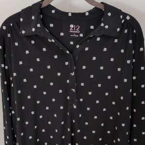 212 Collection Black Blouse with White Accents